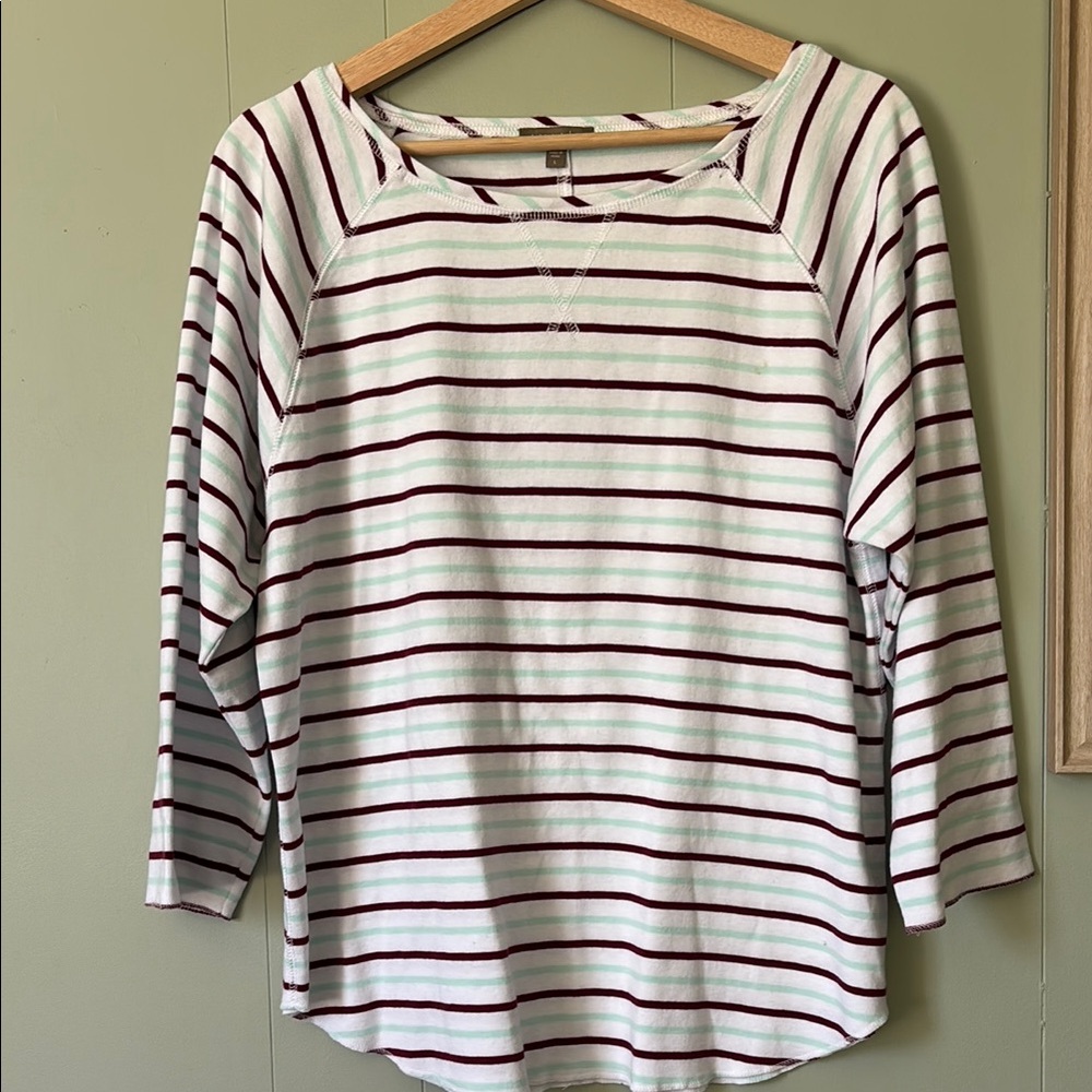 Lilla P Striped Women's Top - White, maroon, and mint
